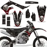 Custom MX Decal Kit with #Plate Kawasaki KXF 250 450 19-21 BONES BLACK