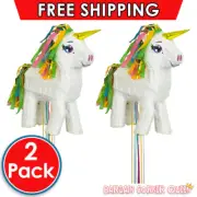 2 x Pinata Pull String White Unicorn Birthday Game Party Supplies Pinyata Decor