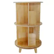 Small Rotating Bookshelf Wood Book Organizer for Living Room Bedroom Study Room