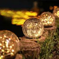 在飛比找momo購物網優惠-【裝飾燈】太陽能星空裂紋球形地埋燈12cm(LED燈 露營燈