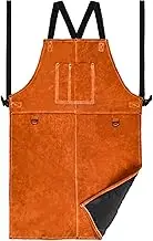 Leather Welding Work Apron - Heat Resistant & Flame Resistant Bib Apron, Flame Retardant Heavy Duty BBQ Apron, 24" X 36" Tan, 24" X 36"