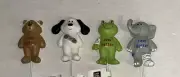 Lot x4 Get Well Soon Feel Better Gund Ceramic Floral Picks Dog Bear Frog 11" Set