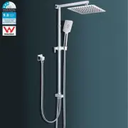 Chrome Square 10" Rain Shower Head 3 Mode Hand Held 2 In 1 Set Sliding Rail Set