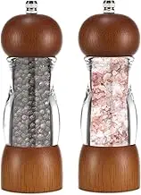 2 Pcs Salt and Pepper Grinder Set Refillable Salt and Pepper Mill Adjustable Coarseness Spice Shaker for Professional Cook