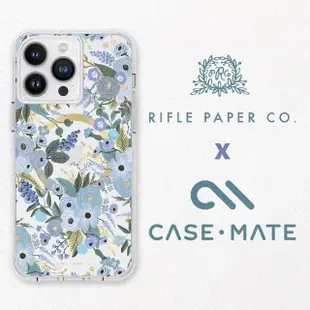 【CASE-MATE】iPhone 14 ProMax6.7吋Rifle Paper Co限量聯名款環保抗菌防摔保護殼MagSafe版-花園派對 藍