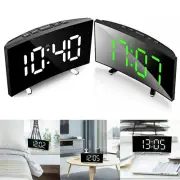 Snooze Bedside LED Digital Alarm Clock Table Clock Time Display Screen Mirror