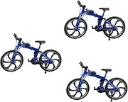 Hohopeti 3pcs Alloy Craft Miniature Bike Model 1/10 Scale Unique Handmade Ornaments 17.5x10.5cm