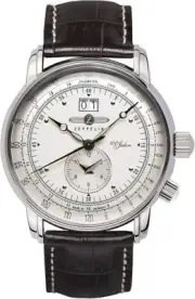 Zeppelin Men's Analogue Quartz Watch with Leather Strap – 76401, White/Brown