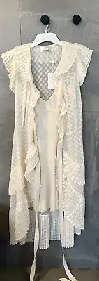 Zimmerman Plisse Wrap Midi Dress Pearl Size