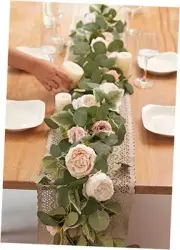 2pcs Artificial Flowers Garland Spring Eucalyptus Garland Light Pink,2pcs