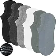 [Dress Cici] No Show Socks for Men Made By Thin Mesh Cotton with Non Slip Silicone Grips On Heel (6 Set)