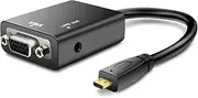 EZONEDEAL HDMI to VGA Converter , Mini HDMI to VGA Adapter 1080P Gold Plated (Male to Female) with 3.5mm Audio Jack, Compatible with Laptop, Tablets, Ultrabooks, Cameras