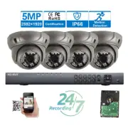 4CH H.265 NVR 2592x 1920P 5MP PoE 48IR IP IP66 ONVIF Security Camera System 6j9g