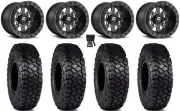 Fuel Maverick Bdlk 15" Wheels Mi 4+3 30" Intersect Tires Kawasaki Mule Pro FXT
