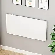 White Folding Wall Mounted Drop Leaf Table with Brackets Space Saving Wall Mounted Table for Computer Dining Work or Bar Use