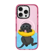 iPhone 16 Pro Impact Case MagSafe Compatible Swimming Black Labrador