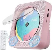 ENVYCLOUD CD Player Portable with Bluetooth 5.1Desktop CD Player with HiFi Sound Speakers,Remote Control,Dust Cover,LED Display,Boombox FM Radio,USB/AUX for Home (Pink)