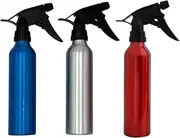 Sandhill Multi Purpose Empty Aluminum Spray Bottles 280 ml (9.5 oz) with Trigger Sprayer for Travel, Professional and at Home Use- 3 Color Pack