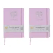 2x Spirax Platinum Inspo A5 70gsm Ruled Paper Linen-Look Journal 160 Page Pink