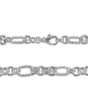 Italian Silver Oval Ropes & Circles Chain Necklace