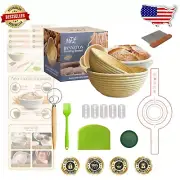 Premium 2-Piece Round Banneton Proofing Basket Set - 9" & 10" Sourdough Tools