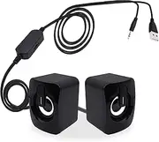 Computer Speakers for Desktop Laptop Tablet, USB Powered PC Speakers, Small Speakers Wired with Volume Control for Cellphone Pad MP3, Stereo Sound with 3.5mm Audio Plug for Windows