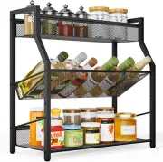 3 Tier Spice Rack Kitchen Storage Organizer Shelf Countertop Metal Seasoning