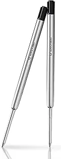 BASTION Ink Refill (2-Pack), Black, 0.55mm Fine Point, Designed Exclusively for BASTION Bolt-Action Pens | Luxurious & Deeply Pigmented Black Ink with Metal Cartridge
