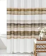 eachope Ombre Stripe Shower Curtain, Oil Painting Abstract Beach Shower Curtain, Decorative Shower Curtains for Bathroom, Waterproof & Washable (72x72 inch, Brown Ombre)