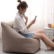 UYSOFRCV Lazy Bean Bag Sofas Cover, Linen Cloth Lounger Seat Chairs Bean Bag Cover for Adults and Kids Tatami Living Room, Without Filler,Brown