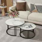 2x Heavy Duty Round Nesting Coffee Table Modern End Table for Living Room Office