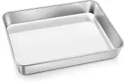 Deep Baking Sheet Pan, Rectangle Cookie Baking Sheet Tray,Stainless Steel Baking