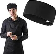 [Yolev] Mesh Top Skull Cap Professional Catering Chefs Hat Black Adjustable Food Service Caps for Kitchen Cooking Service and Other Work Black, Black, One Size