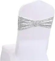 Chair Bands,Chair Sashes,Elastic Stretch Spandex Chair Covers Bands Bows for Wedding Party Lycra Chair Decoration (10pc,Gold) (Color : OneColor, Size : 50pc)
