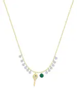 Meira T 14K White & Yellow Gold Diamond & Emerald Tennis Ball & Racket Dangle Pendant Necklace, 16-18
