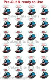 24 x TOMAS THE TANK ENGINE Edible Wafer Cupcake Toppers Pre Cut & Ready to Use 2