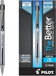 PILOT Pen 30000 The Better Ball Point Pen Refillable & Retractable Ballpoint Pens, Fine Point, Black Ink, 12-Pack