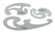 C-Thru KT-8 3 French Curve Set, for designers & pattern makers, clear plastic