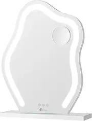 OIKITURE Makeup Mirror with Built-in Bluetooth, Vanity Mirror with Touch Control, Wall-Mounted LED Mirror with Light, Hollywood Mirror for Living Room, Dressing Room, 58x45cm