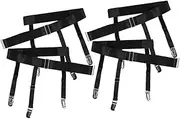 [VALICLUD] Men's Women's Shirt Tucking Garters Non-slip Locking Clips Elastic Thigh Garters Belt Adjustable for Sizes Black