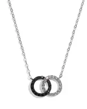 Bloomingdale's Fine Collection White & Black Diamond Double O Pendant Necklace in 14K White Gold, 0.25 ct. t. w. - 150th Anniversary Exclusive