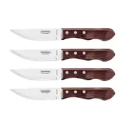 4pc Tramontina Brown Polywood Jumbo Steak Knives Set BBQ Cutlery Tool Utensils