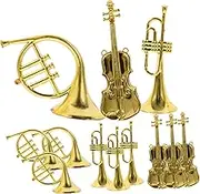 Generic 12pcs Musical Instrument Decorations Bulk Charms Jewelry Charms Miniatures for Xmas Christmas Miniatures Xmas Miniature Instrument Christmas Mini Instrument Golden Abs
