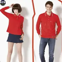 在飛比找樂天市場購物網優惠-排汗衣 女polo衫長袖 運動上衣 紅色上衣