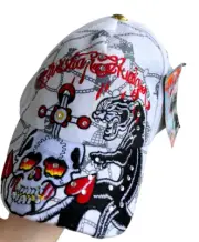 Ed Hardy Christian Audigier Skull Tiger Baseball Cap Hat Excellent New One Size
