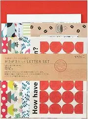 Midori 86763006 Letter Set, 763, Gassa, 10 Pattern Envelopes, Red