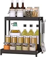 Spice Rack,Kitchen Countertop Shelf Spice Holder Free Standing Black 3 Tier Seasoning Rack Storage Spice Stand,B