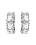 Swarovski Matrix Square Crystal Clip On Hoop Earrings in Rhodium Plated