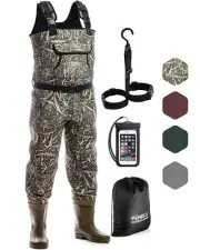 Foxelli Chest Waders, Waterproof 4mm Neoprene Hunting & Fishing Waders for Me...
