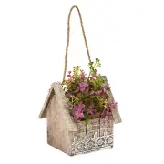 Sedum & Eucalyptus Artificial Plant In Birdhouse Hanging Basket Home Decor